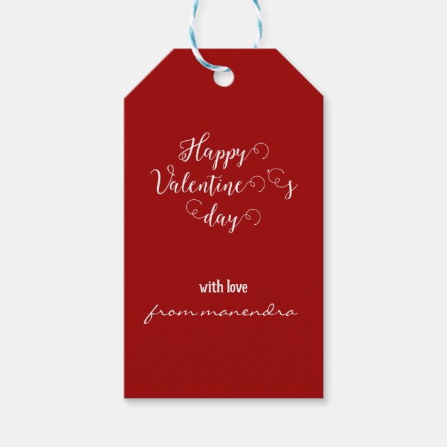 Étiquettes-cadeau Simple rouge Personnalisable valentin (Devant)