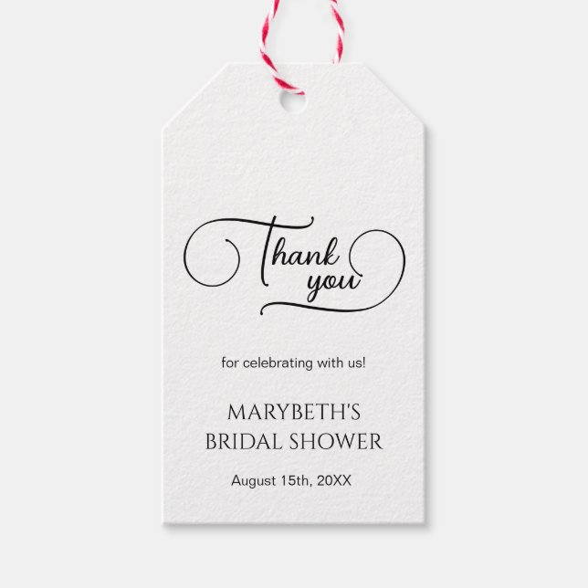 Étiquettes-cadeau Simple Script Élégant Remerciement de Mariage (Devant)