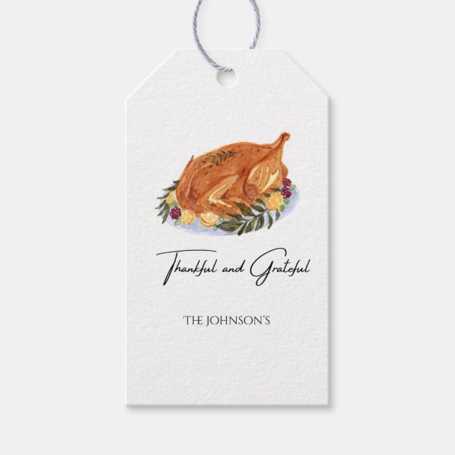Étiquettes-cadeau Simple Thanksgiving Turquie Diner Invitation (Devant)