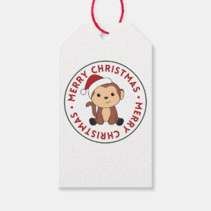 Étiquettes-cadeau Singe Noël Neige Hiver Animaux Singes