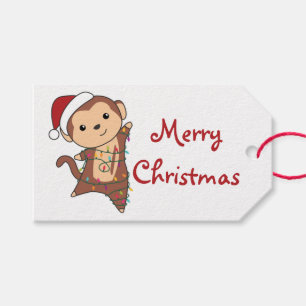 Étiquettes-cadeau Singe Noël Neige Hiver Animaux Singes Camion