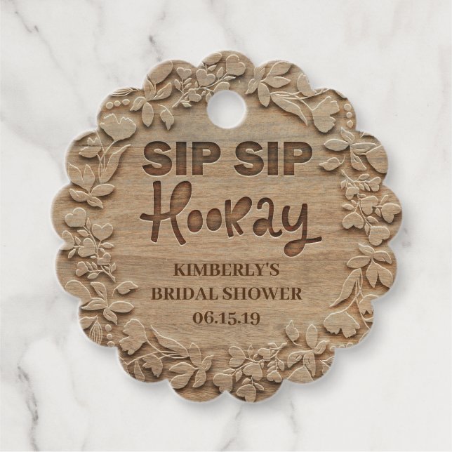Étiquettes Cadeau Sip Sip Hooray - Fête des mariées rustique (Devant)