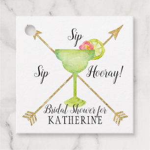 Étiquettes Cadeau Sip Sip Hourra Margarita Flèches Rose Enterrement
