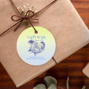 Étiquettes Cadeau Sirène Côtière Bleue Cowgirl Anniversaire d'Été