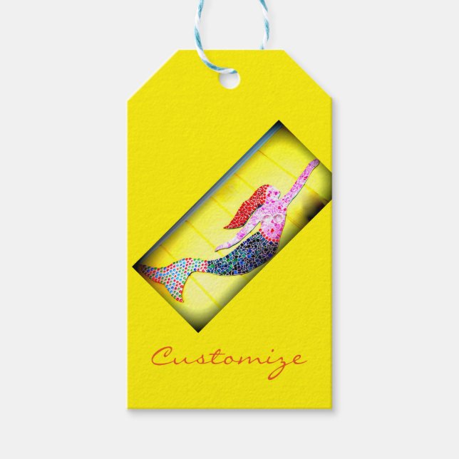 Étiquettes-cadeau sirène en mosaïque (Devant)