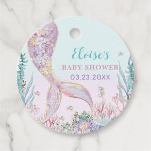 Étiquettes Cadeau Sirène éthérée sous le Baby shower marin