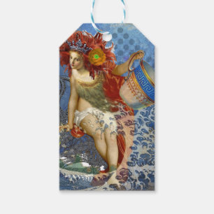 Étiquettes-cadeau Sirène gothique bleu Aquarius Art
