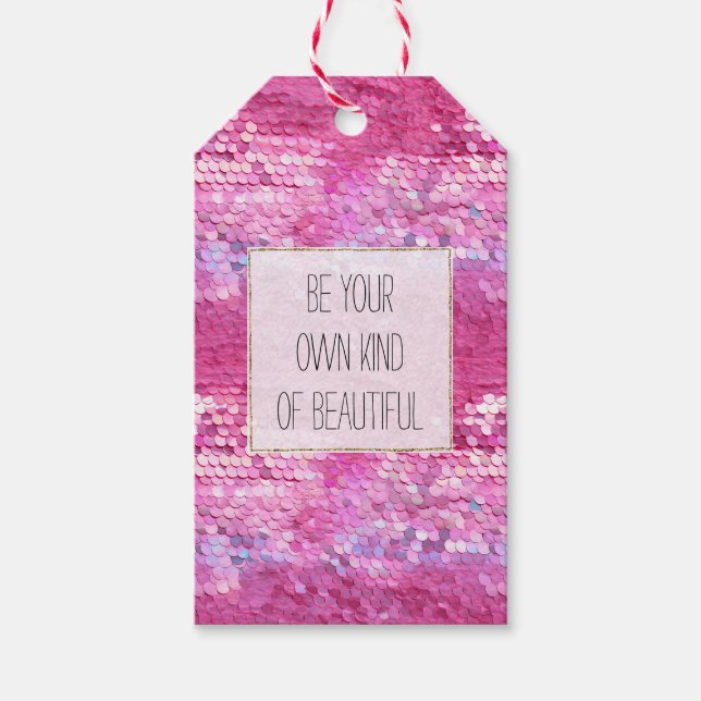 Étiquettes-cadeau Sirène rose à étincelles (Devant)
