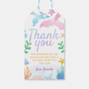 Étiquettes-cadeau Sirène Sous La Mer Anniversaire Merci Favor