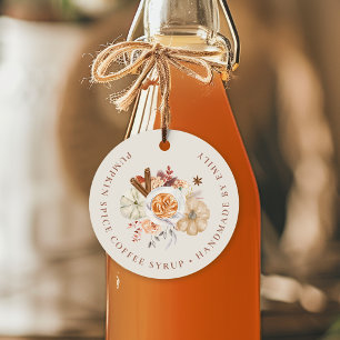 Étiquettes Cadeau Sirop de café personnalisé à la citrouille et aux