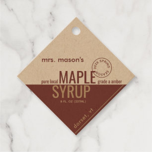 Étiquettes Cadeau Sirop d'érable kraft et rouge - valeur nutritive