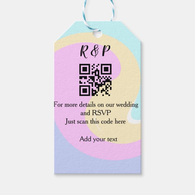 Étiquettes-cadeau site web mariage rsvp q r code ajouter nom texte (Devant)
