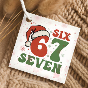 Étiquettes Cadeau Six Seven 67 Chapeau de Noël drôle de Santa Christ