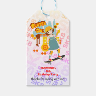 Étiquettes-cadeau Skater Park Fun Girl Birthday Party