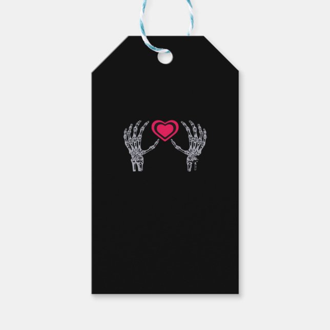 Étiquettes-cadeau Skeleton Mains Coeur mignon (Devant)
