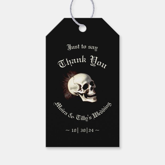 Étiquettes-cadeau Skeletons dansants Mariage gothique (Devant)