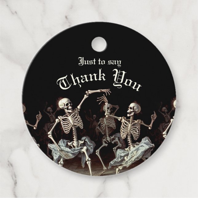 Étiquettes Cadeau Skeletons dansants Mariage gothique (Devant)