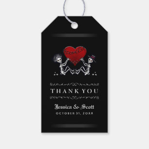 Étiquettes-cadeau Skeletons Mariages d'Halloween et Merci de coeur