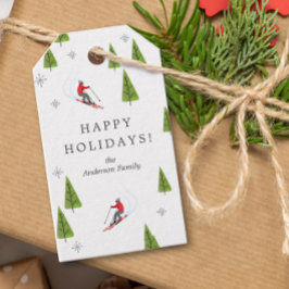 Étiquettes-cadeau Ski Downhill Joyeuses vacances
