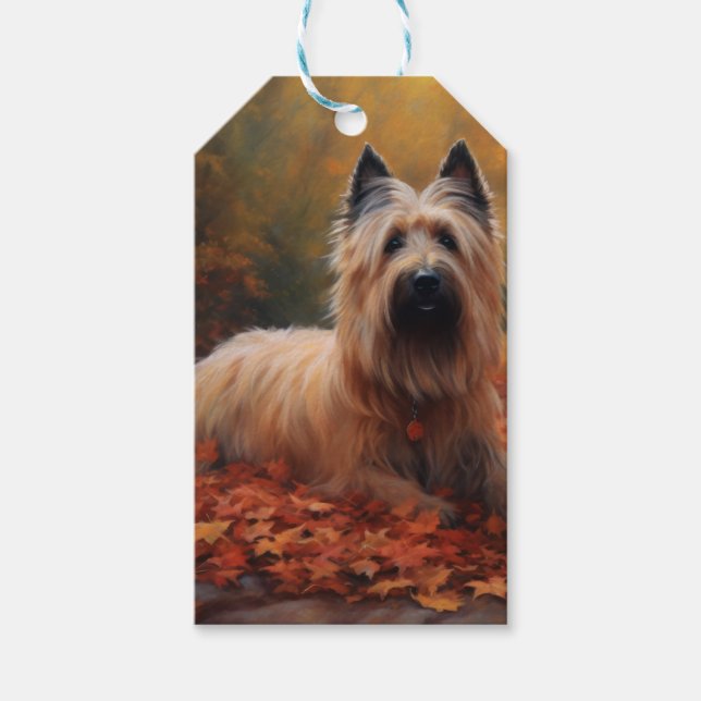 Étiquettes-cadeau Skye Terrier à l'automne Feuilles automne Inspire (Devant)