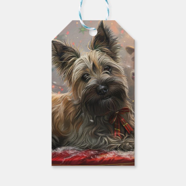 Étiquettes-cadeau Skye Terrier Chien Festif de Noël (Devant)