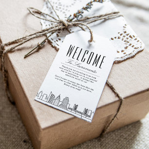 Étiquettes-cadeau Skyline de Sacramento City   Message de bienvenue