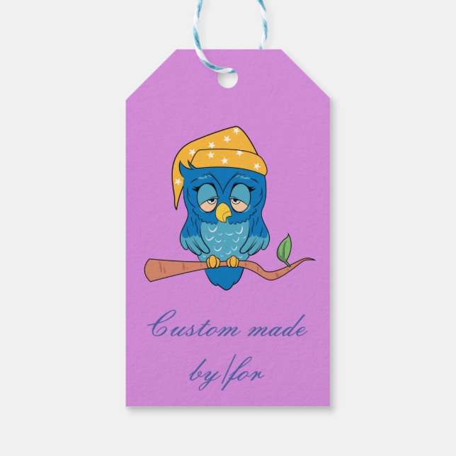 Étiquettes-cadeau Sleepy Owl Thunder_Cove (Dos)