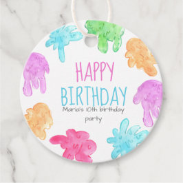 Étiquettes Cadeau Slime thème enfant anniversaire marque de faveur
