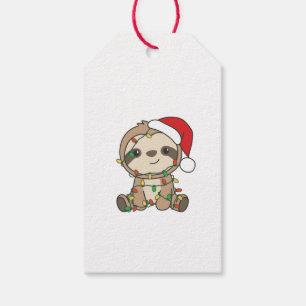 Étiquettes-cadeau Sloth Christmas Winter Animaux Slots