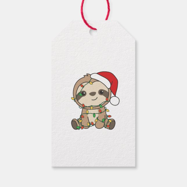 Étiquettes-cadeau Sloth Christmas Winter Animaux Slots (Dos)