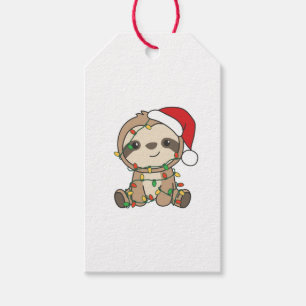 Étiquettes-cadeau Sloth Christmas Winter Animaux Slots