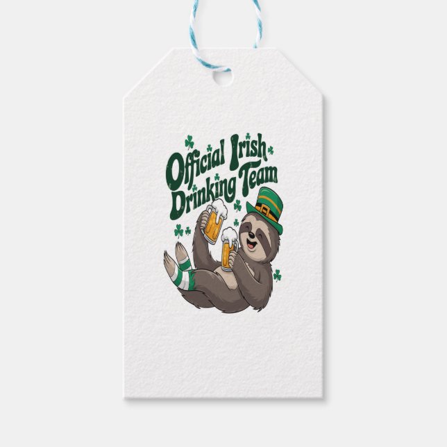 Étiquettes-cadeau Sloth Irish Drinking St Patrick's Day (Devant)