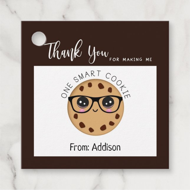 Étiquettes Cadeau Smart Cookie Enseignant Merci Appréciation Cadeau (Devant)
