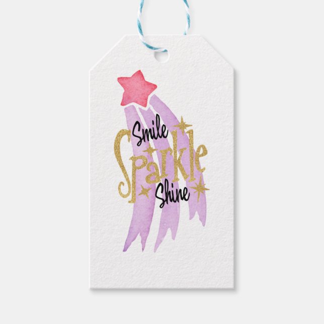 Étiquettes-cadeau Smile Sparkle Shine Star Word Art (Devant)