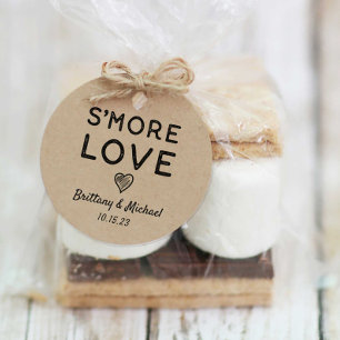 Étiquettes Cadeau S'more Love Heart Kraft Rustic Mariage