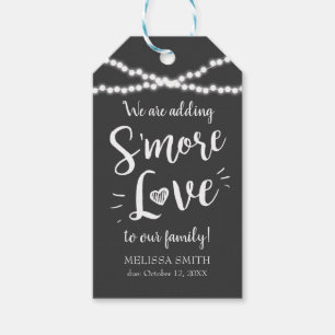Étiquettes-cadeau Smore Love'mores Faveurs Baby shower Simple Noir