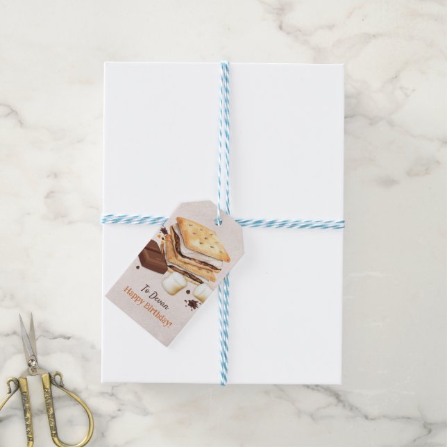 Étiquettes-cadeau S'mores fête d'anniversaire (Avec de laficelle)