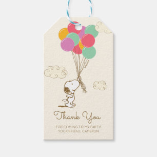 Étiquettes-cadeau Snoopy et Ballons Anniversaire
