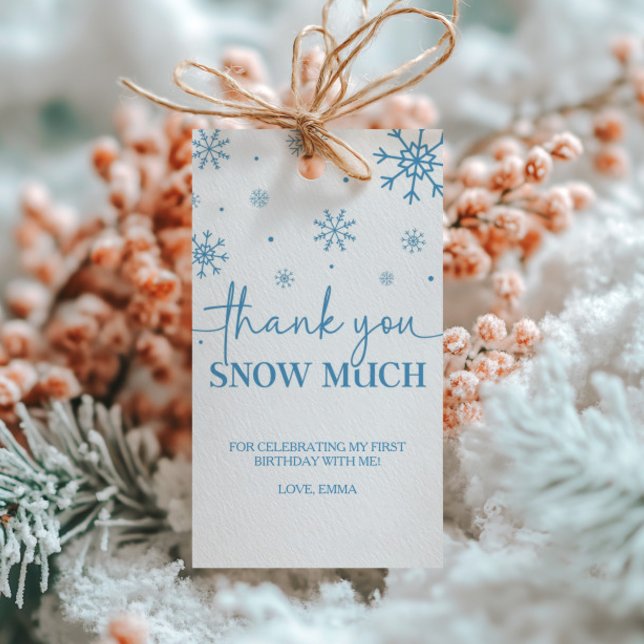 Étiquettes-cadeau Snowflake 1er anniversaire Merci d'hiver (Créateur téléchargé)