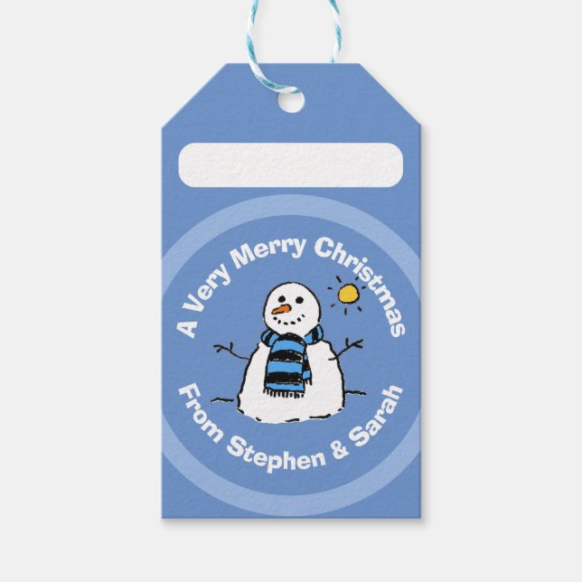 Étiquettes-cadeau Snowman de Noël personnalisé (Devant)