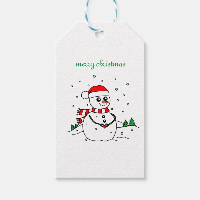 Étiquettes-cadeau Snowman d'hiver (Devant)