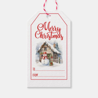 Étiquettes-cadeau Snowman et Cabine de journaux