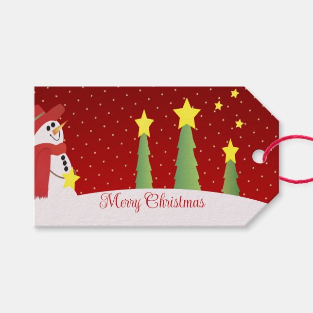 Étiquettes-cadeau Snowman Festive Conçu (Devant (Horizontal))