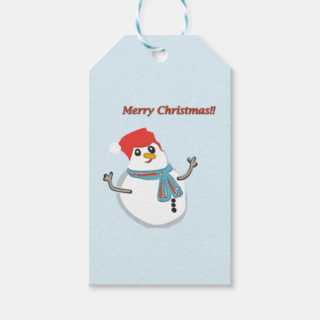 Étiquettes-cadeau Snowman, Merry Christmas!! (Devant)