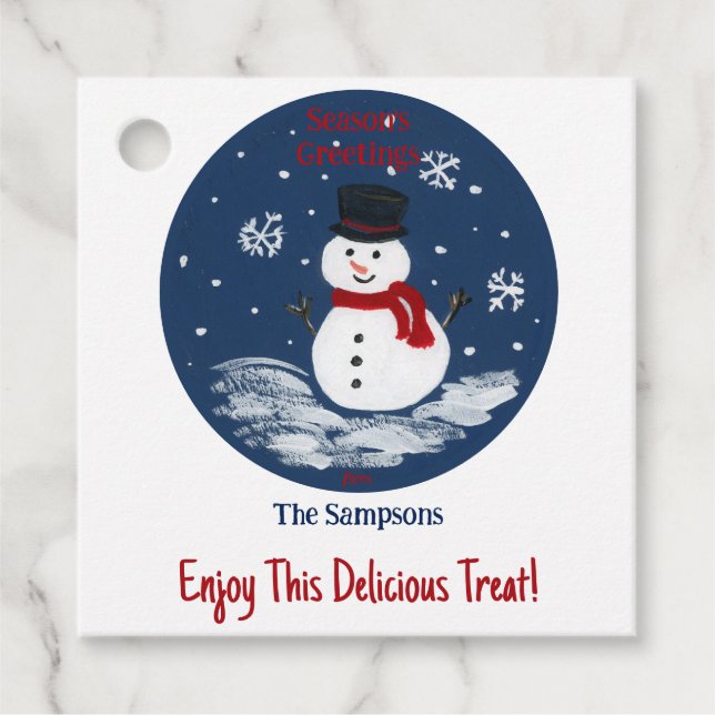 Étiquettes Cadeau Snowman Red PERSONNALISER (Devant)