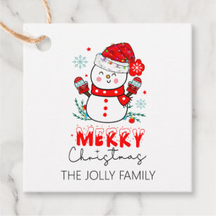 Étiquettes Cadeau Snowman Snowflakes Joyeux Noël mignon