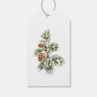Étiquettes-cadeau Snowy Pine Branch