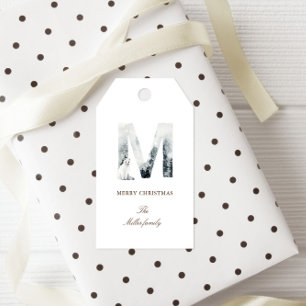Étiquettes-cadeau Snowy Woodland Monogram Élégant Holiday Favoriser 