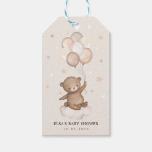 Étiquettes-cadeau Soft Pastel Teddy Ours & Ballons Bébé Anniversaire