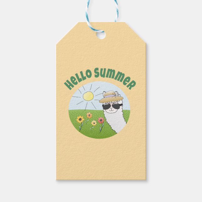 Étiquettes-cadeau Soirée alpaka Hello Summer Alpaca (Devant)